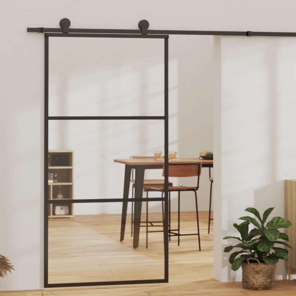 Skyvedør med monteringssett 102x205 cm ESG glass og aluminium