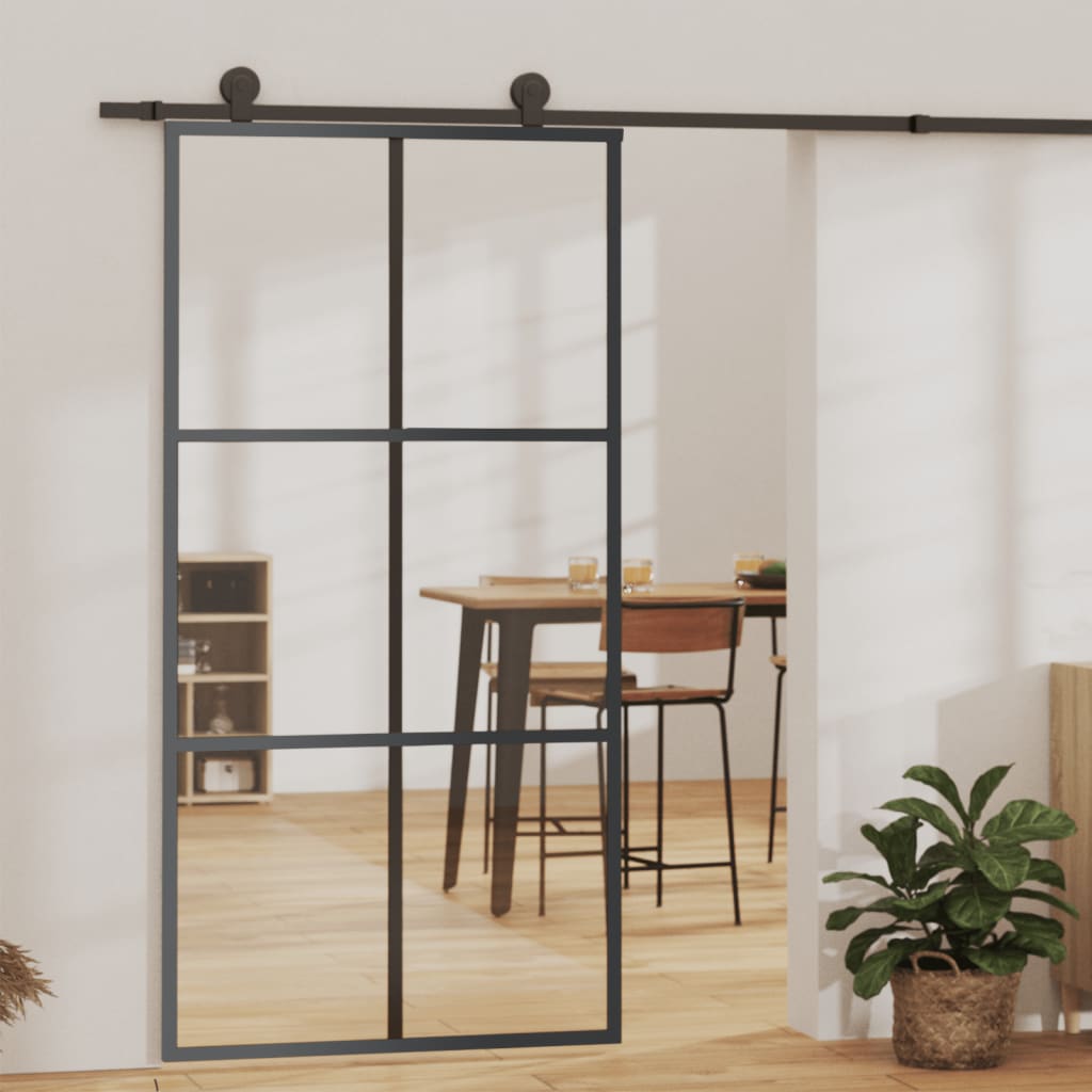 Skyvedør med monteringssett 102x205 cm ESG glass og aluminium