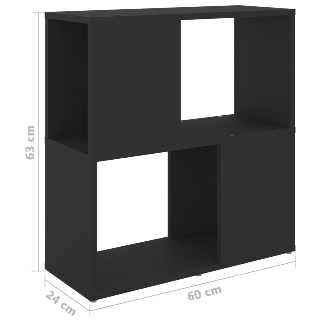Bokhylle svart 60x24x63 cm konstruert tre