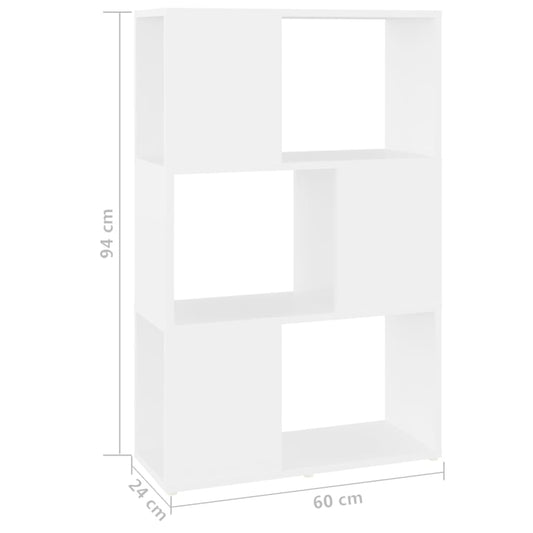 Bokhylle/romdeler hvit 60x24x94 cm konstruert tre