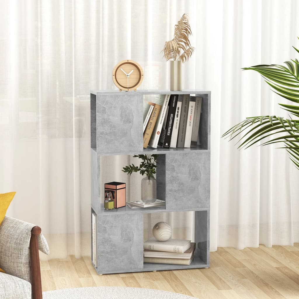 Bokhylle/romdeler betonggrå 60x24x94 cm konstruert tre