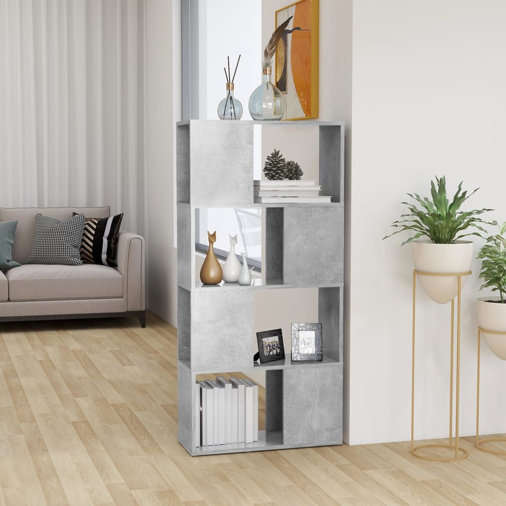Bokhylle/romdeler betonggrå 60x24x124,5 cm
