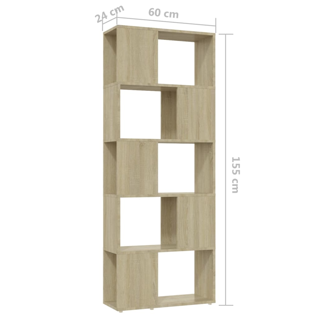 Bokhylle/romdeler sonoma eik 60x24x155 cm