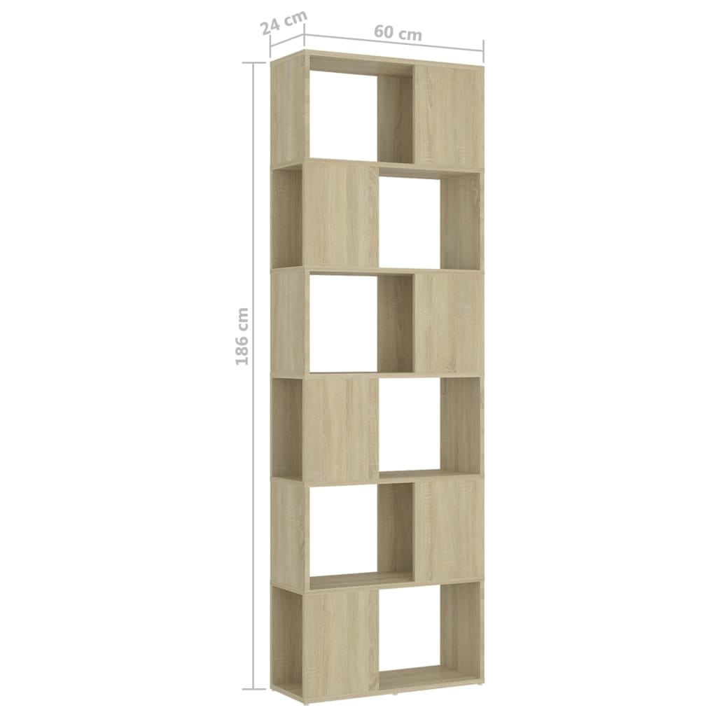 Bokhylle/romdeler sonoma eik 60x24x186 cm konstruert tre