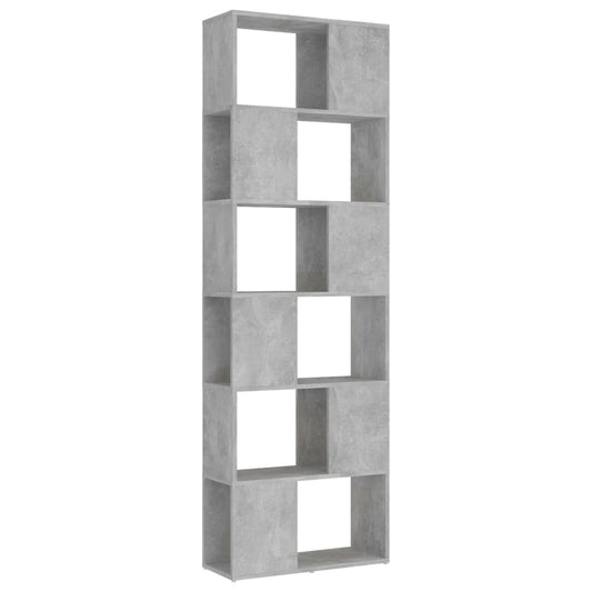 Bokhylle/romdeler betonggrå 60x24x186 cm konstruert tre