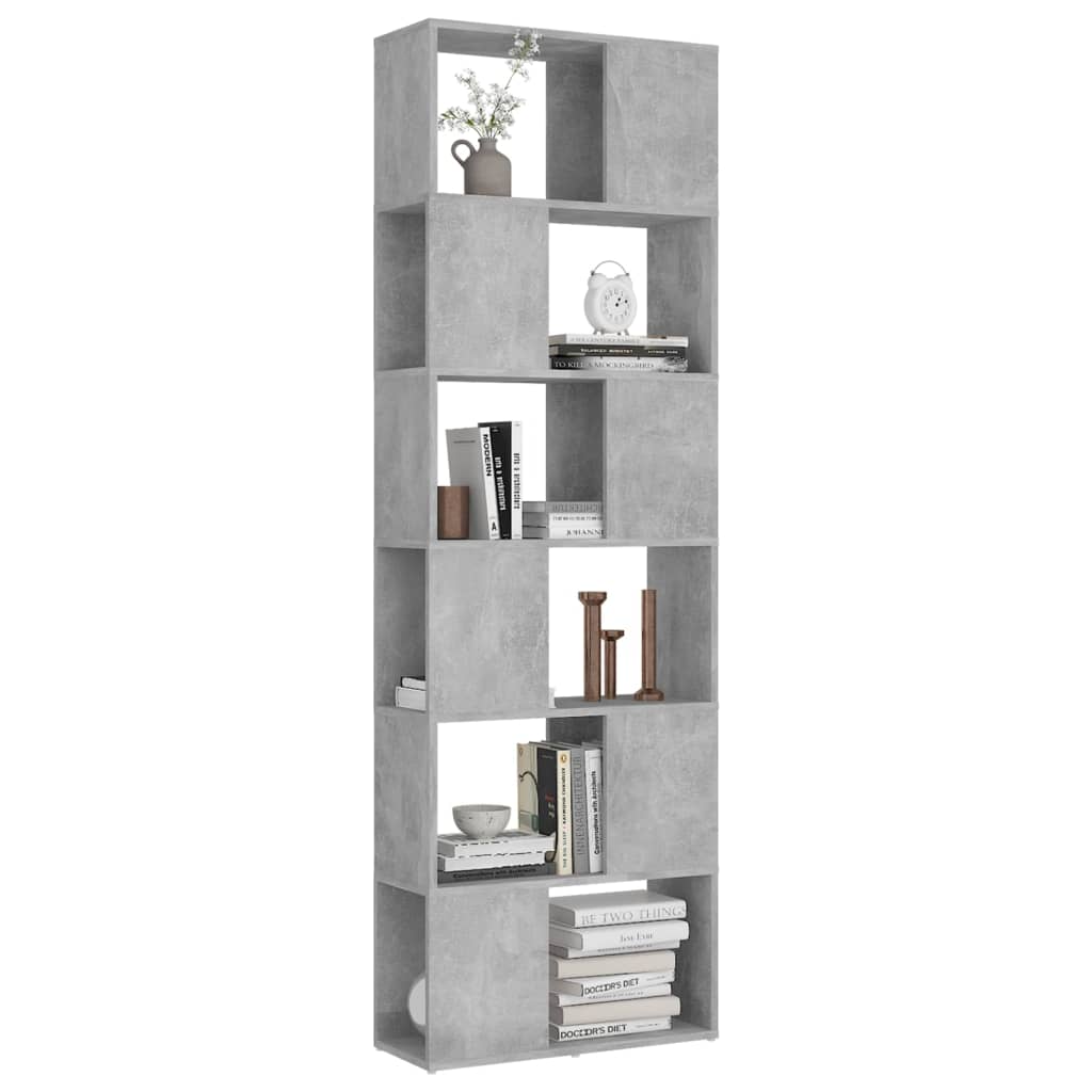 Bokhylle/romdeler betonggrå 60x24x186 cm konstruert tre