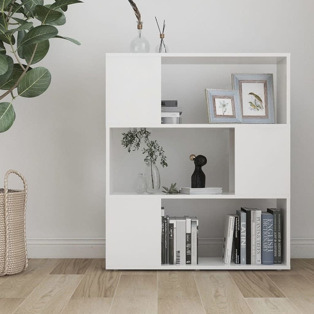 Bokhylle/romdeler hvit 80x24x94 cm konstruert tre