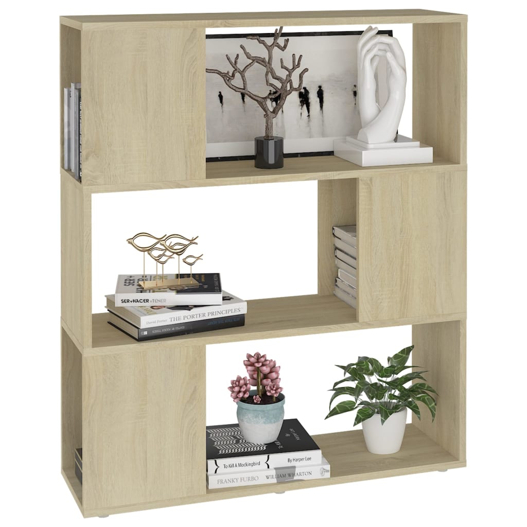 Bokhylle/romdeler sonoma eik 80x24x94 cm konstruert tre