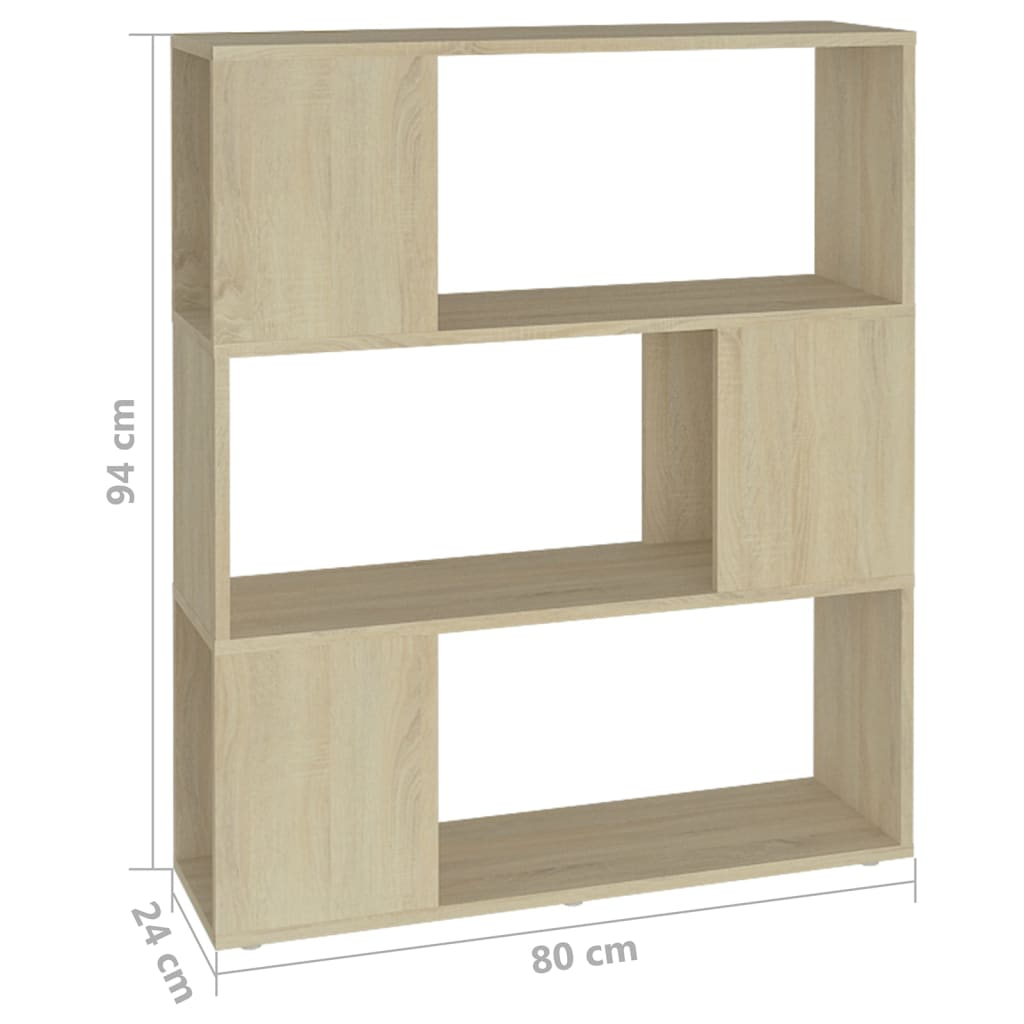 Bokhylle/romdeler sonoma eik 80x24x94 cm konstruert tre