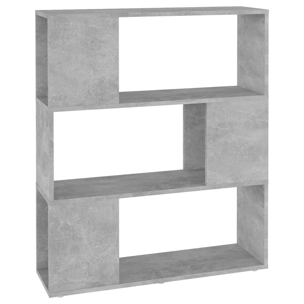 Bokhylle/romdeler betonggrå 80x24x94 cm konstruert tre