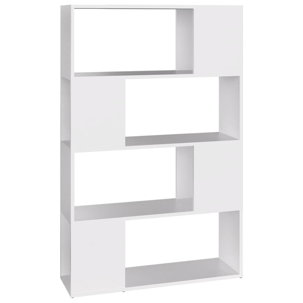 Bokhylle/romdeler hvit 80x24x124,5 cm konstruert tre