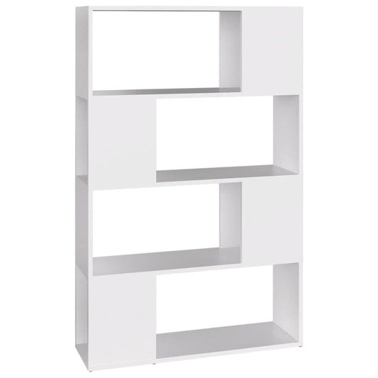 Bokhylle/romdeler hvit 80x24x124,5 cm konstruert tre
