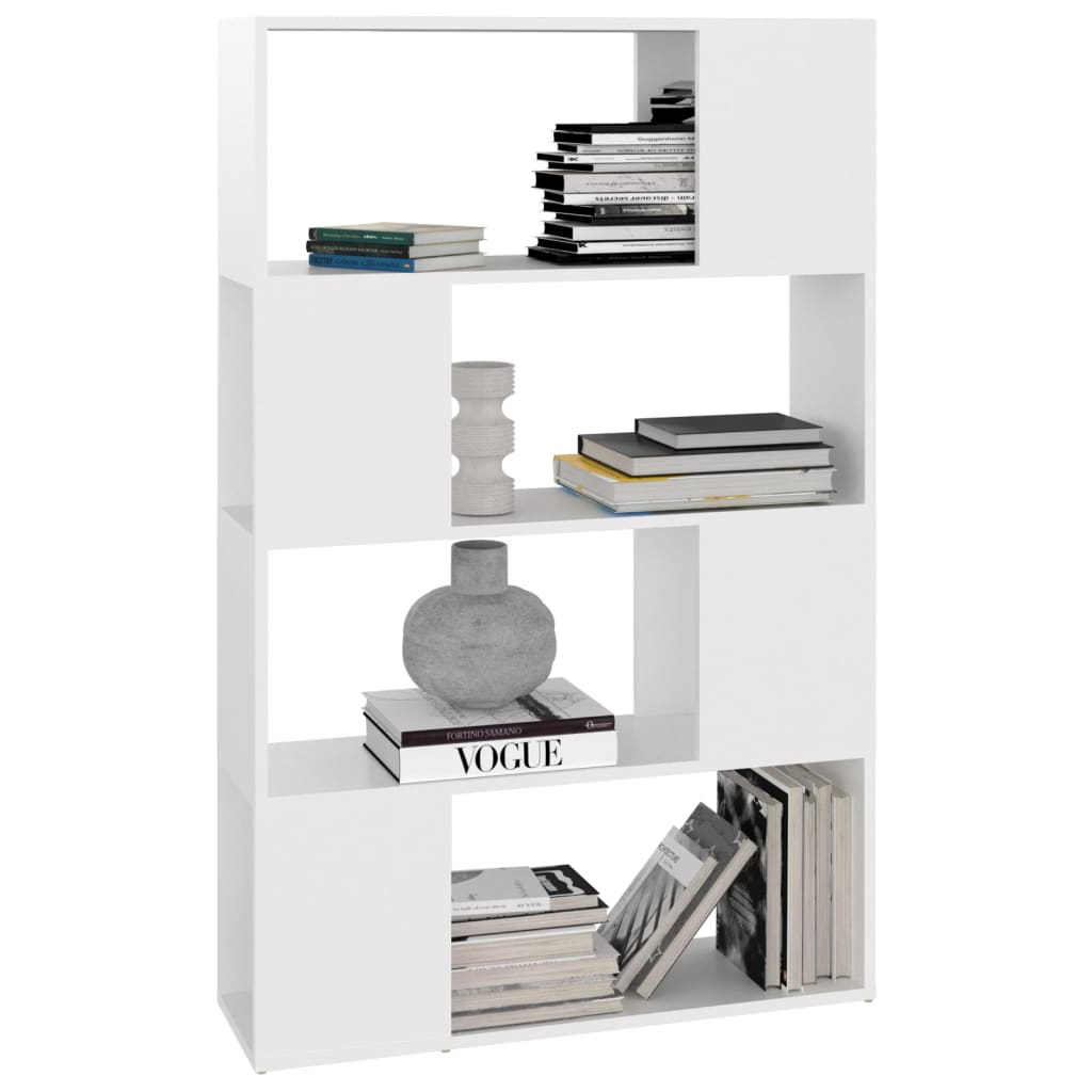 Bokhylle/romdeler hvit 80x24x124,5 cm konstruert tre