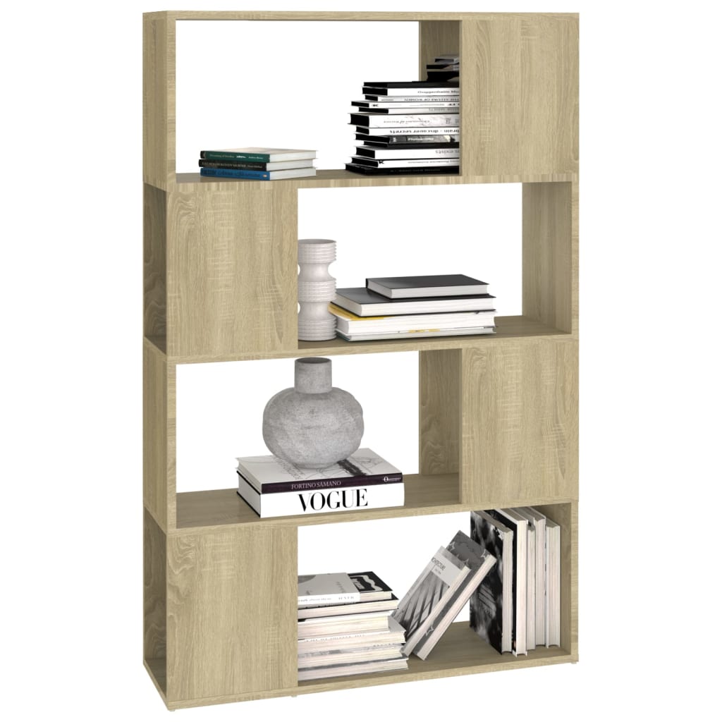 Bokhylle/romdeler sonoma eik 80x24x124,5 cm konstruert tre