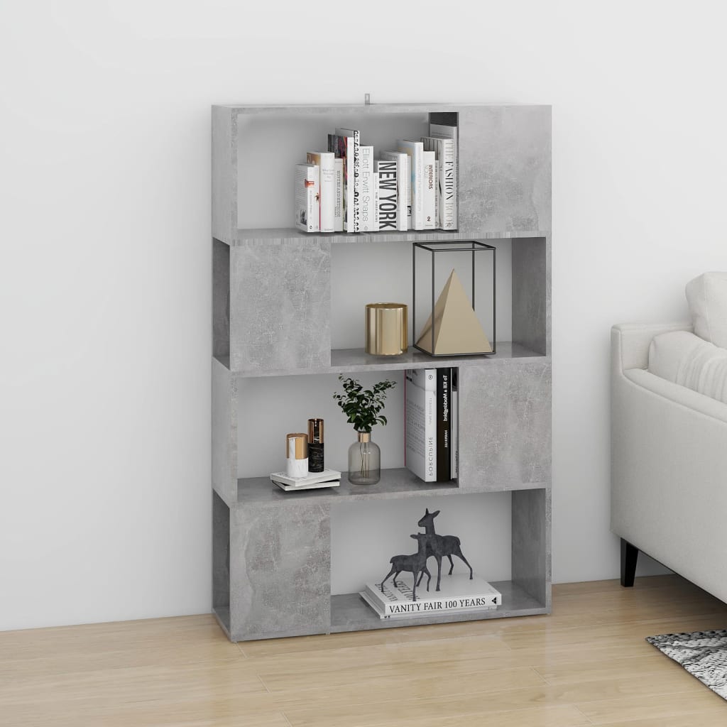 Bokhylle/romdeler betonggrå 80x24x124,5 cm konstruert tre