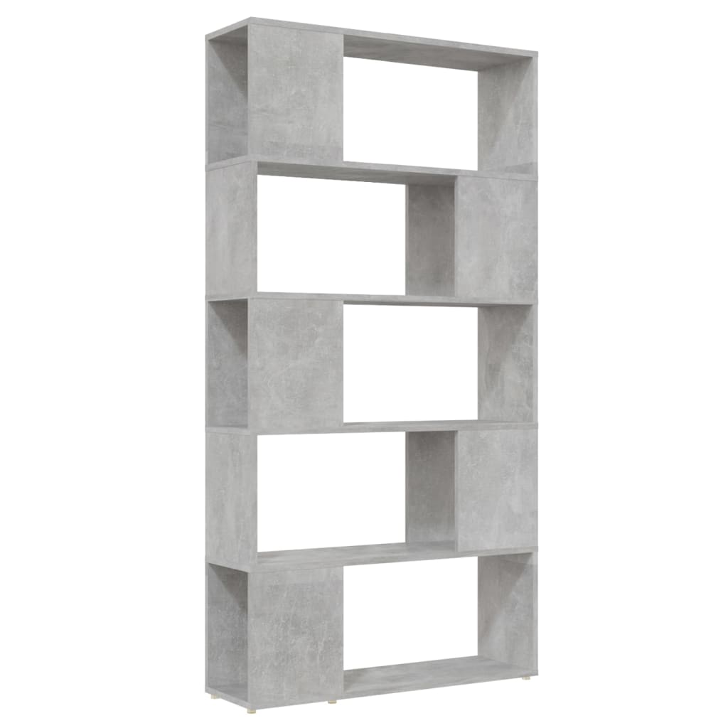 Bokhylle/romdeler betonggrå 80x24x155 cm konstruert tre