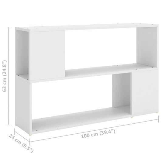 Bokhylle hvit 100x24x63 cm konstruert tre