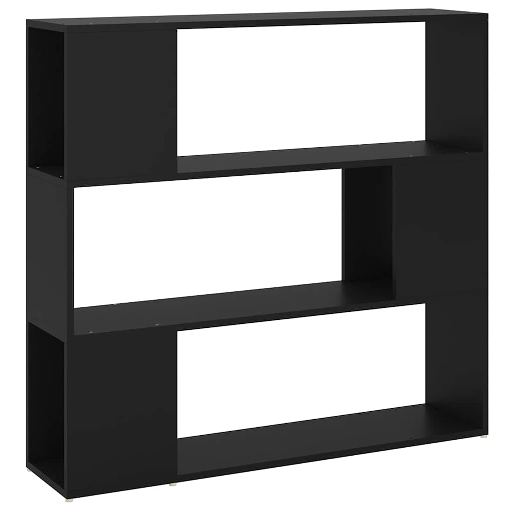 Bokhylle/romdeler svart 100x24x94 cm sponplate
