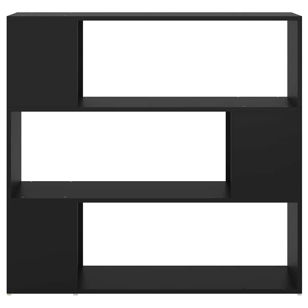 Bokhylle/romdeler svart 100x24x94 cm sponplate