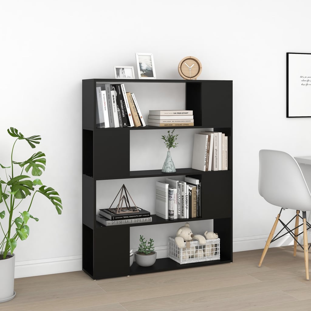 Bokhylle/romdeler svart 100x24x124 cm