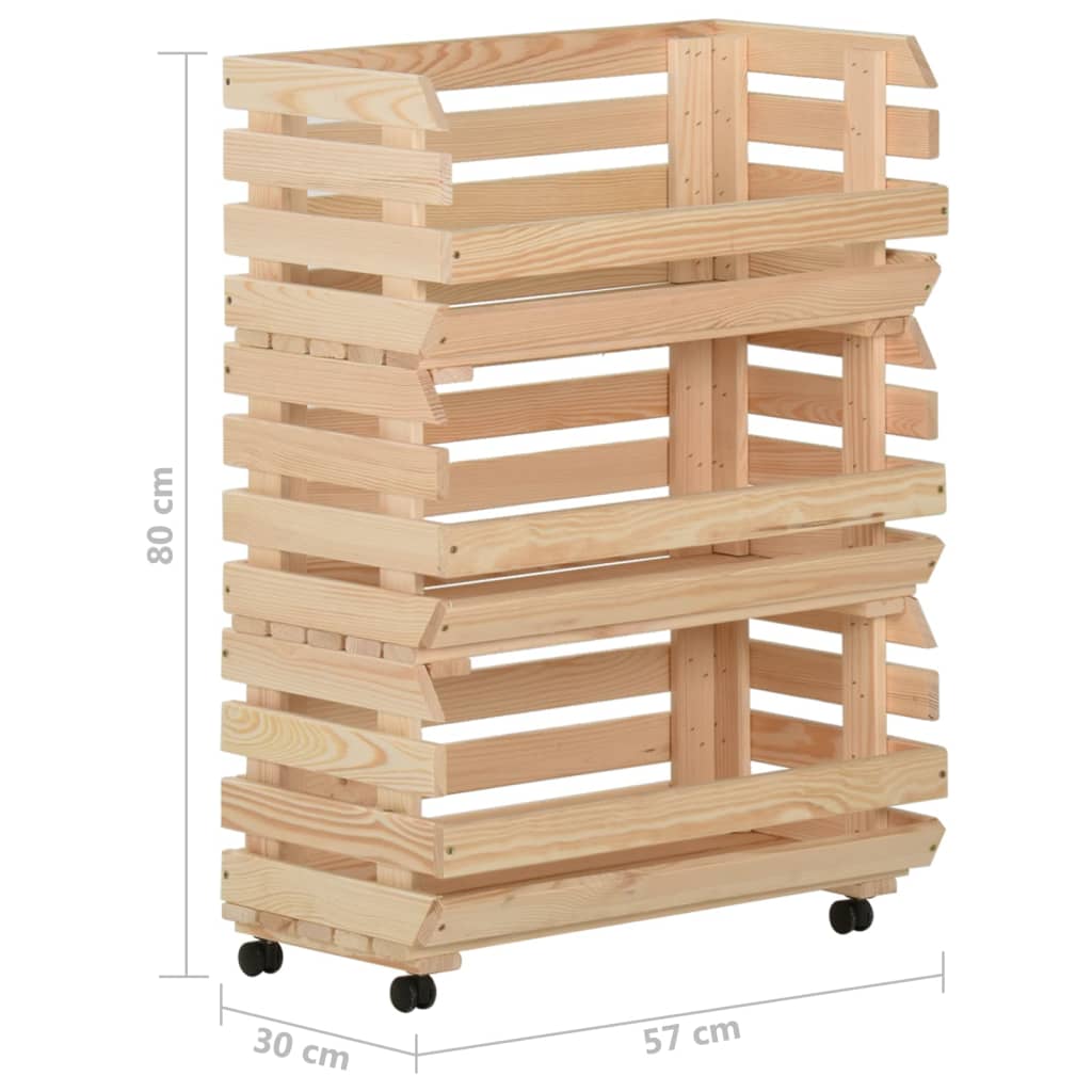 Grønnsakstralle 57x30x80 cm heltre furu