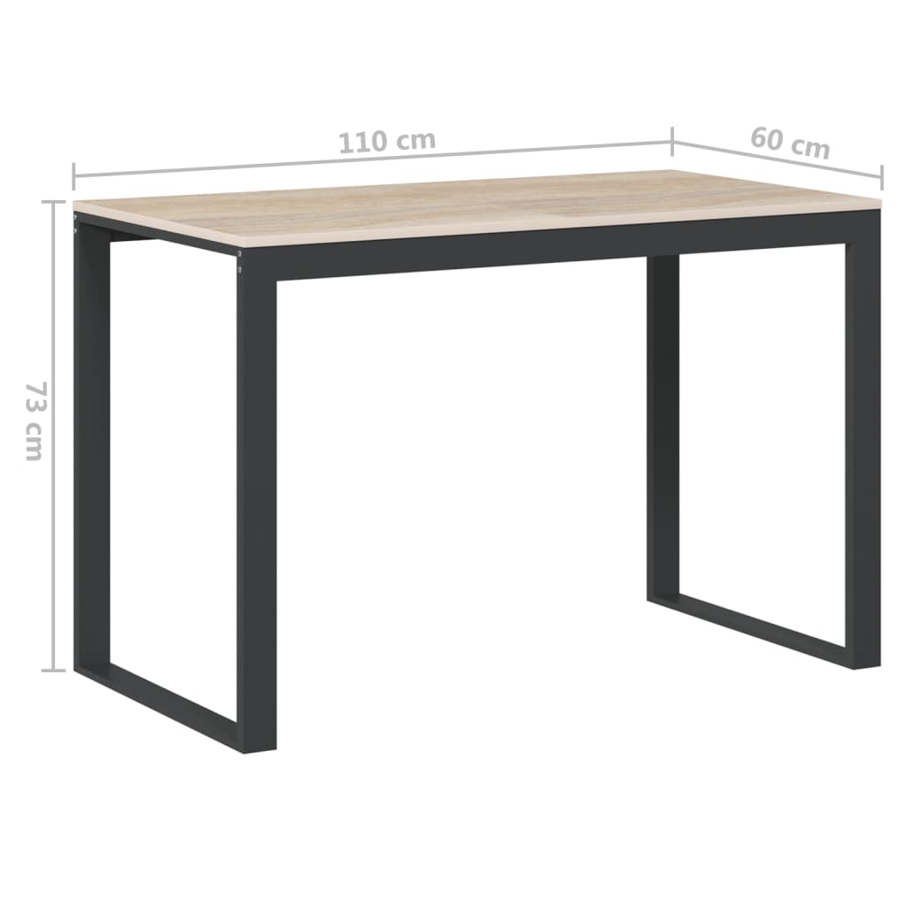 Databord svart og eik 110x60x73 cm sponplate