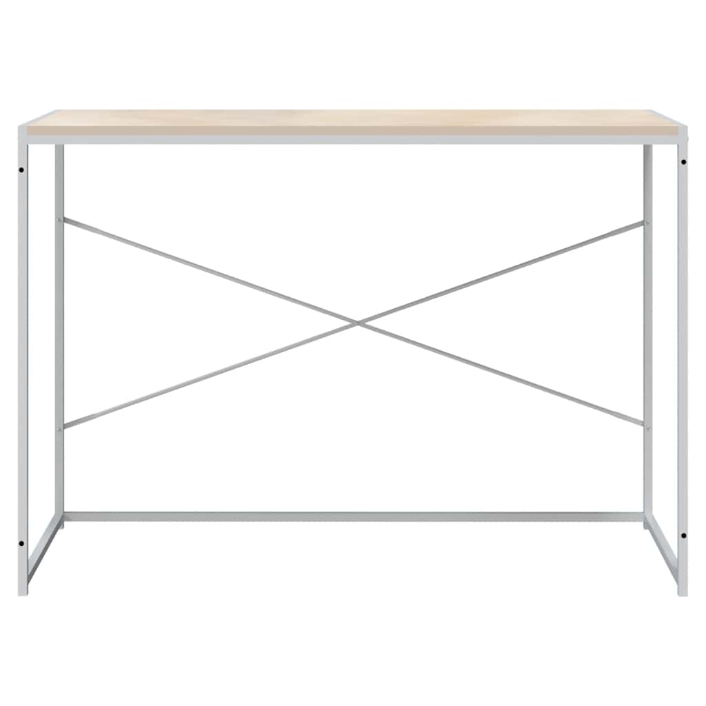 Databord hvit og eik 110x60x70 cm konstruert tre