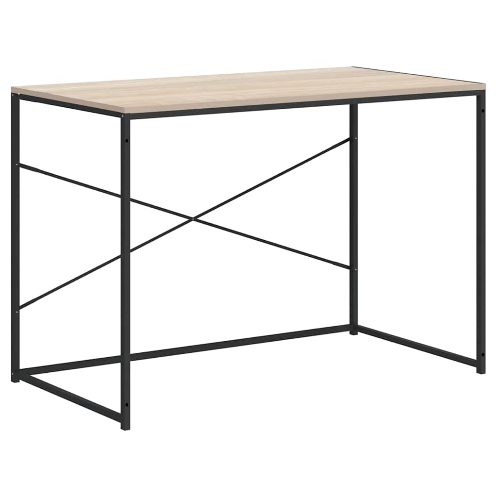 Databord svart og eik 110x60x70 cm konstruert tre
