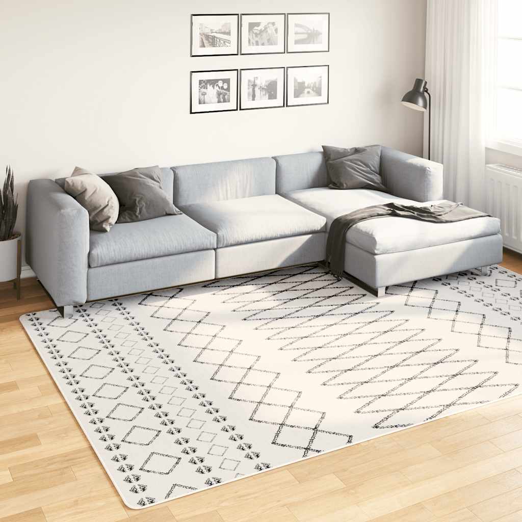 Vaskbart teppe 190x300 cm svart og hvit
