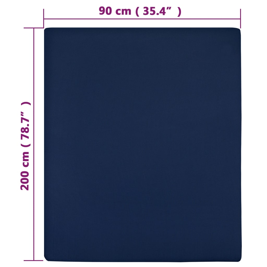 Jerseylaken marineblå 90x200 cm bomull