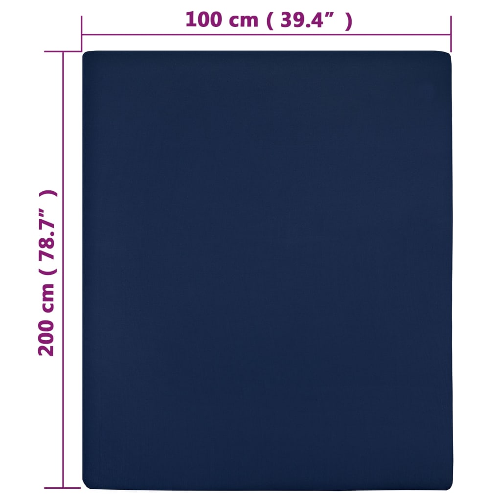 Jerseylaken marineblå 100x200 cm bomull