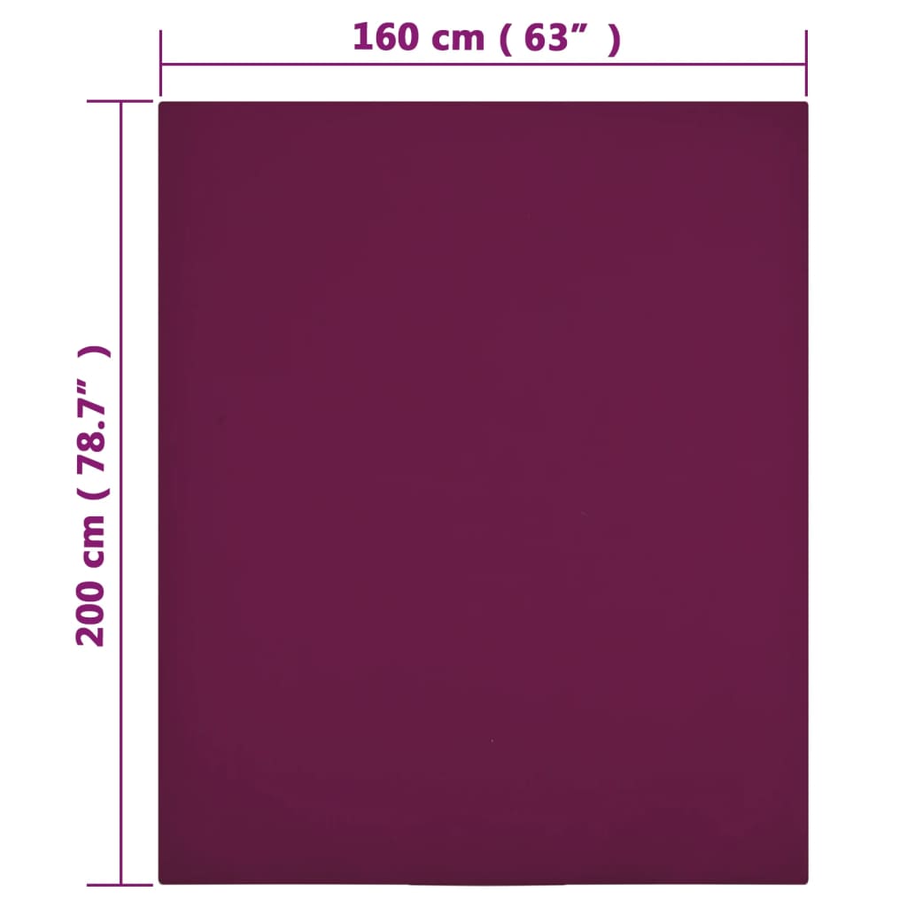 Jerseylaken vinrød 160x200 cm bomull