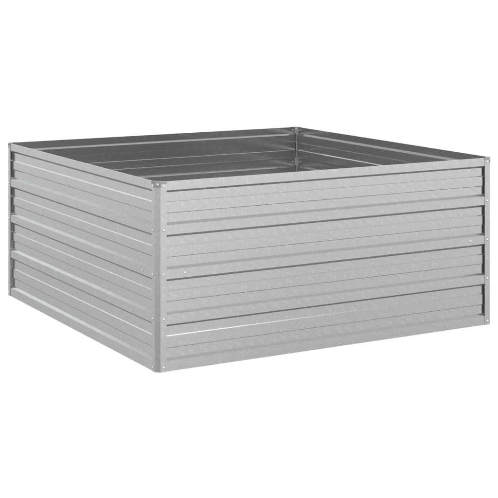 Høybed 100x100x45 cm galvanisert stål sølv