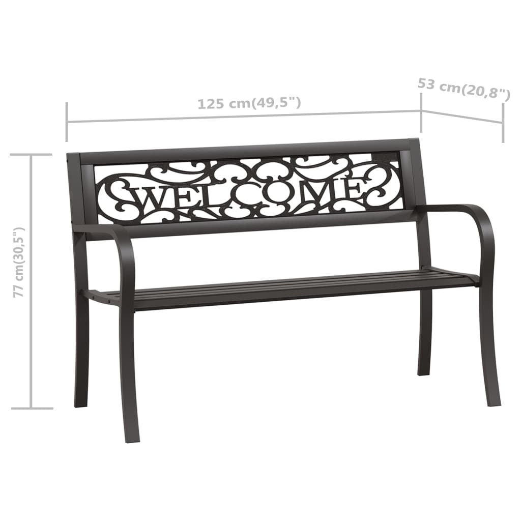 Hagebenk 125 cm stål svart vidaXL
