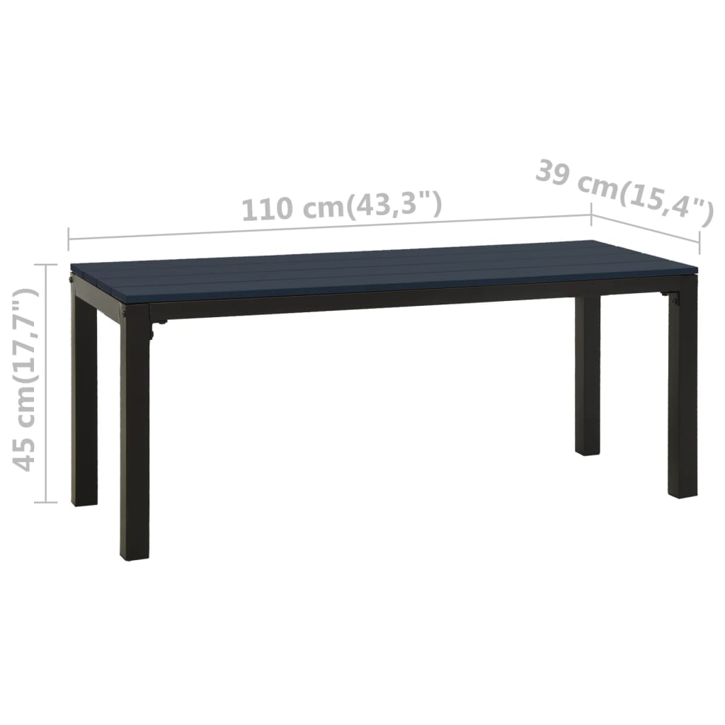 Hagebenk 110 cm stål og WPC svart vidaXL