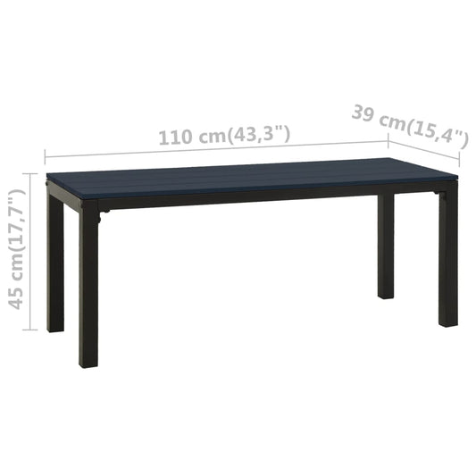 Hagebenk 110 cm stål og WPC svart vidaXL