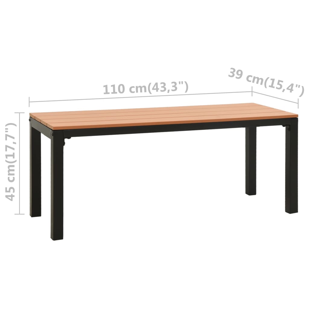 Hagebenk 110 cm stål og WPC brun og svart vidaXL