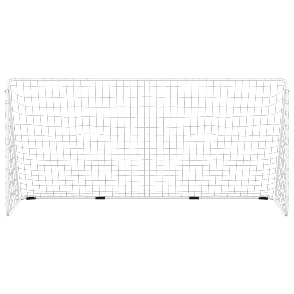 Fotballmål med nett hvit 366x122x182 cm stål
