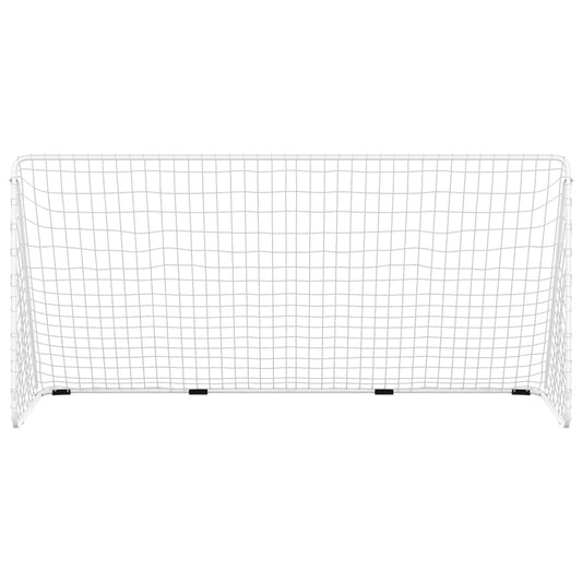 Fotballmål med nett hvit 366x122x182 cm stål