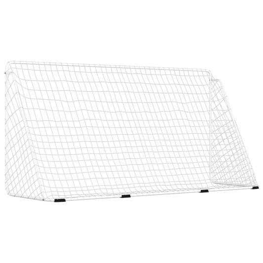 Fotballmål med nett hvit 366x122x182 cm stål