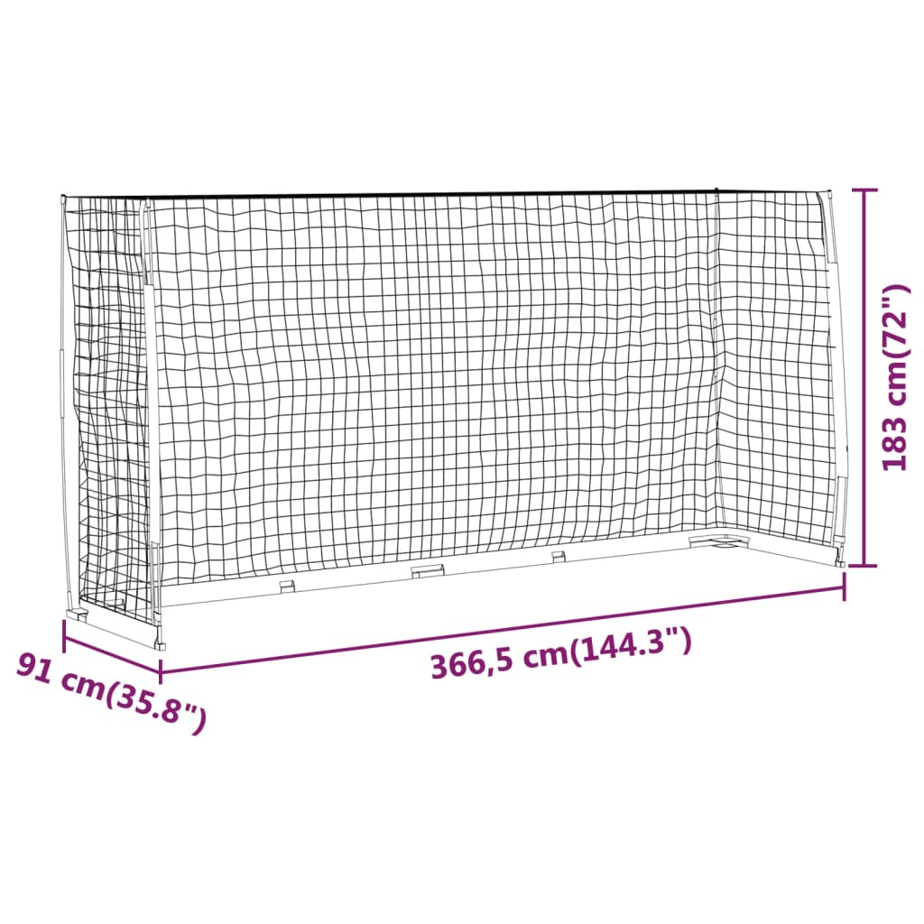 Fotballmål 366,5x91x183 cm stål
