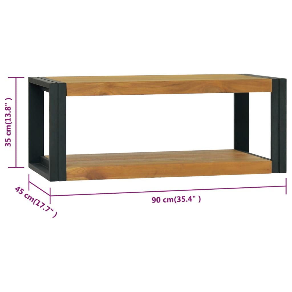 Veggmontert baderomsskap 90x45x35 cm heltre teak