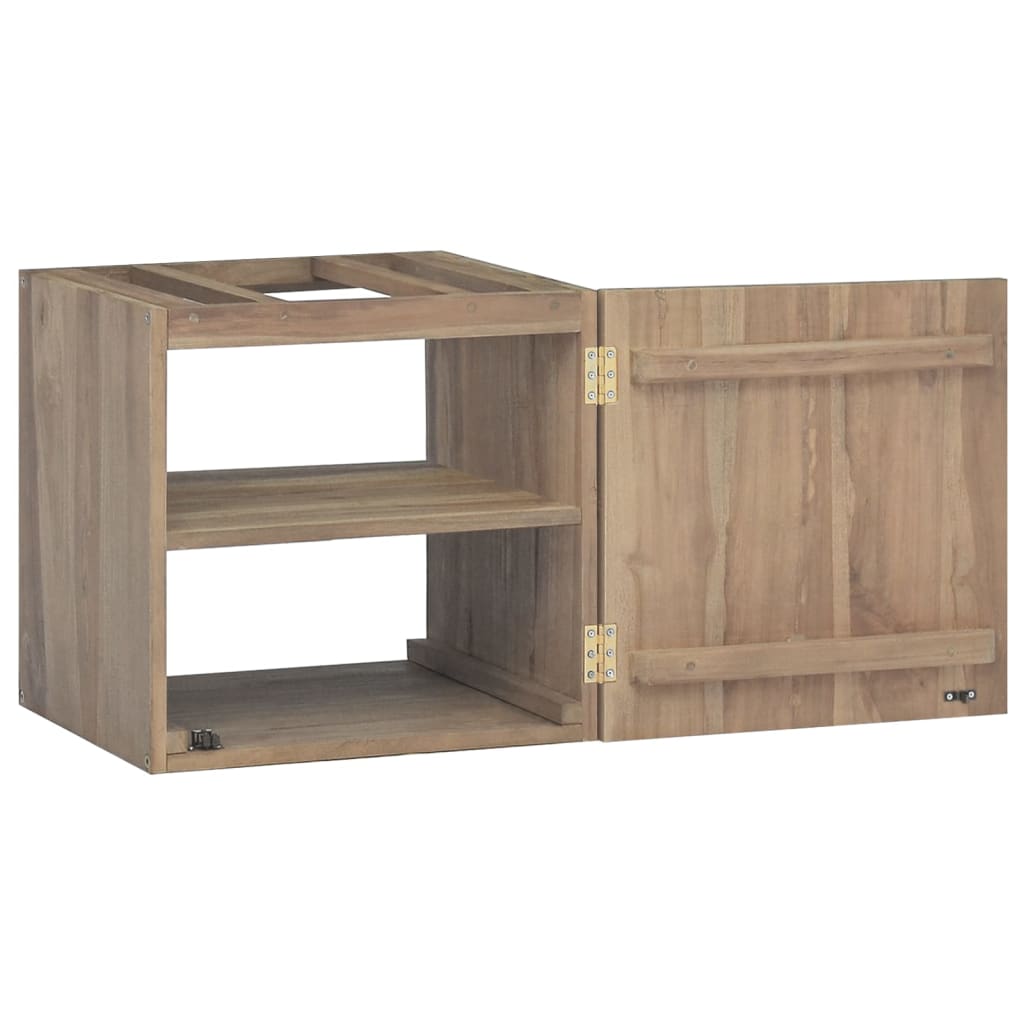 Veggmontert baderomsskap 46x25,5x40 cm heltre teak