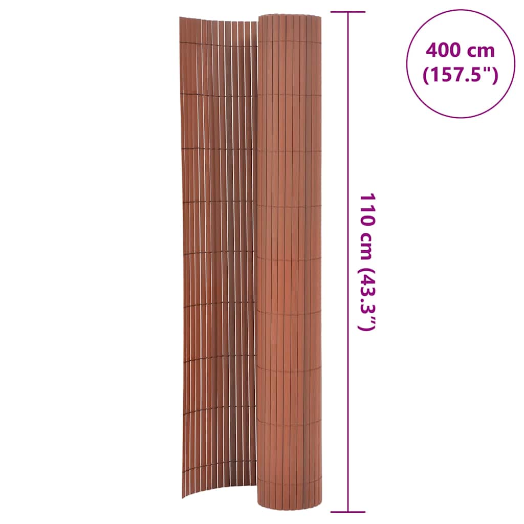 Dobbelsidet hagegjerde 110x400 cm brun