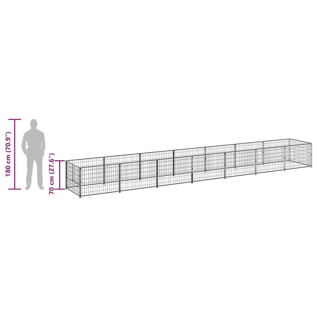 Hundegård svart 8 m² stål