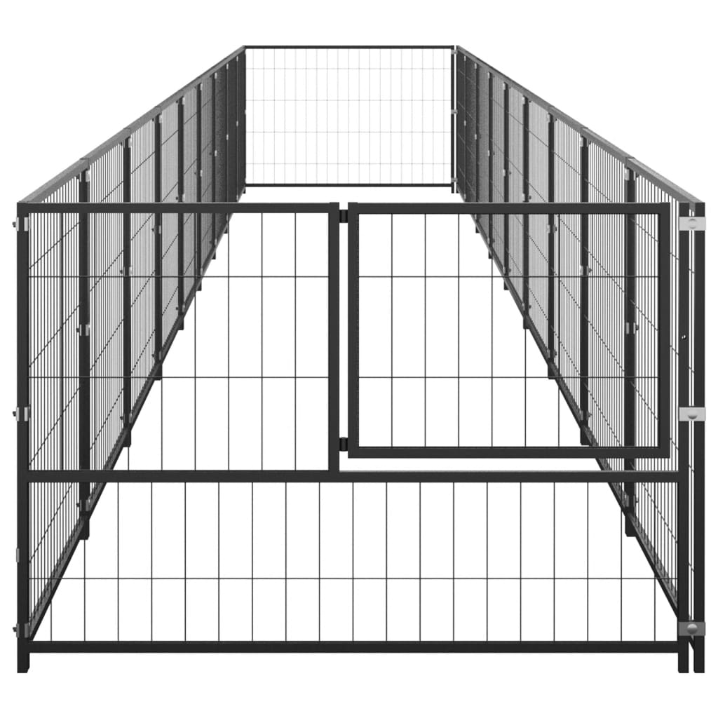 Hundegård svart 9 m² stål