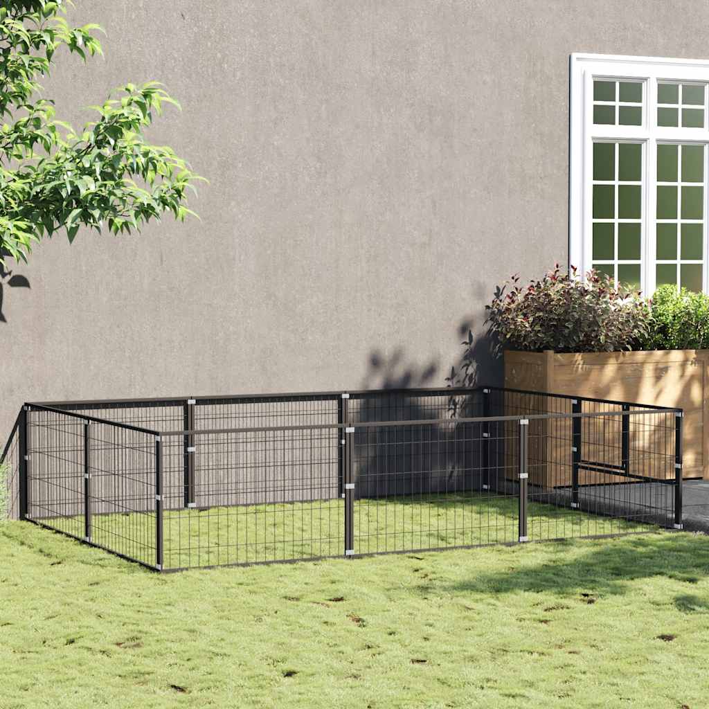 Hundegård svart 6 m² stål