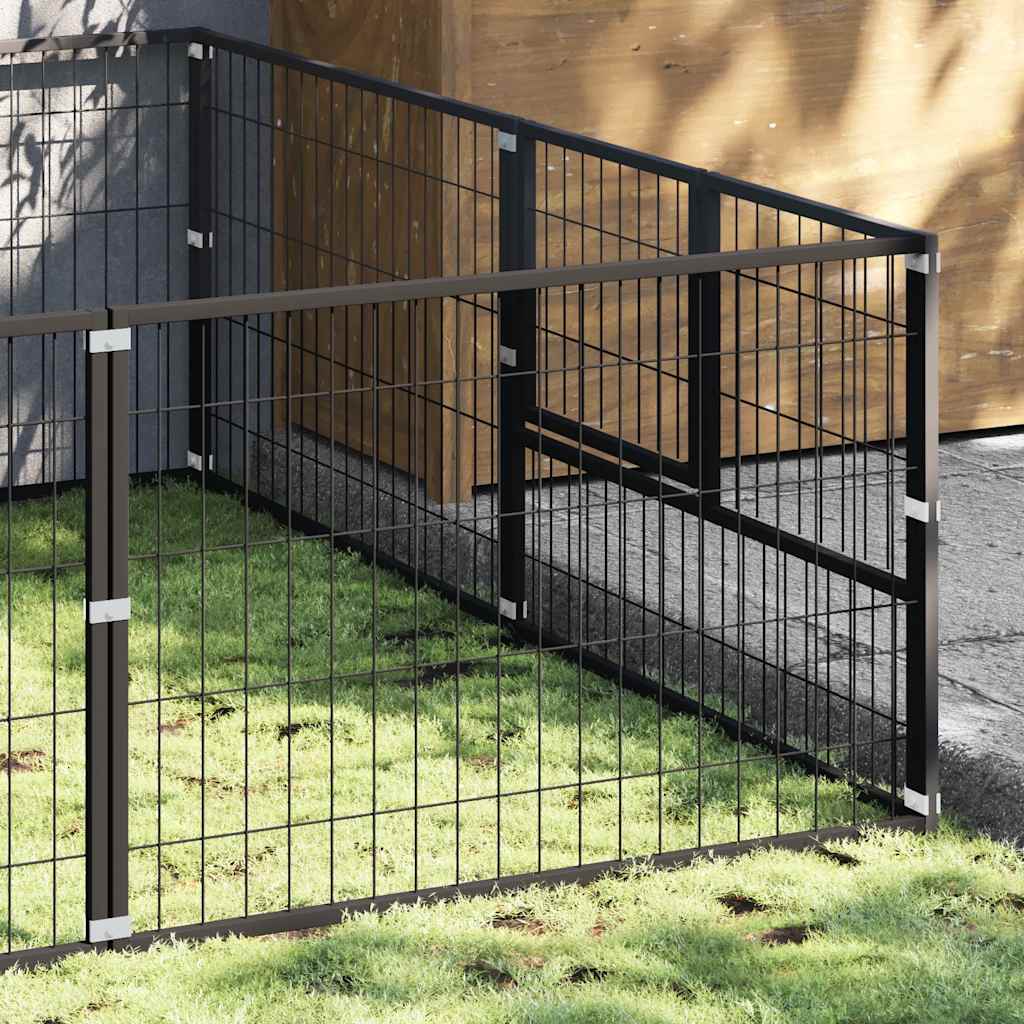 Hundegård svart 8 m² stål