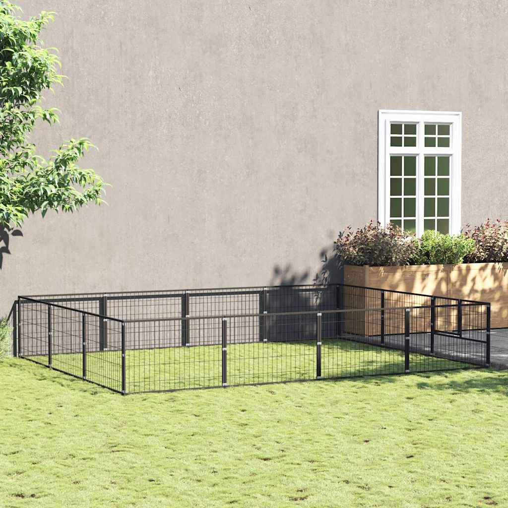 Hundegård svart 12 m² stål