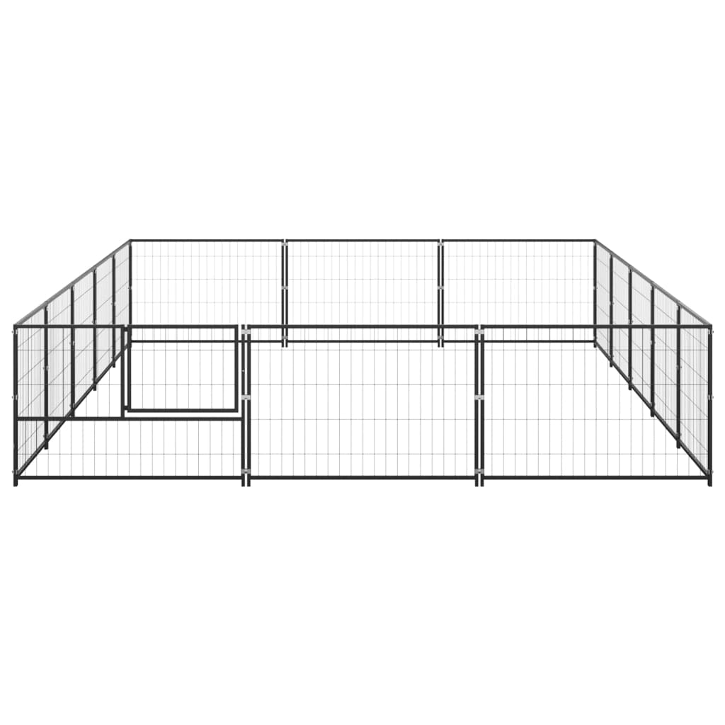 Hundegård svart 15 m² stål